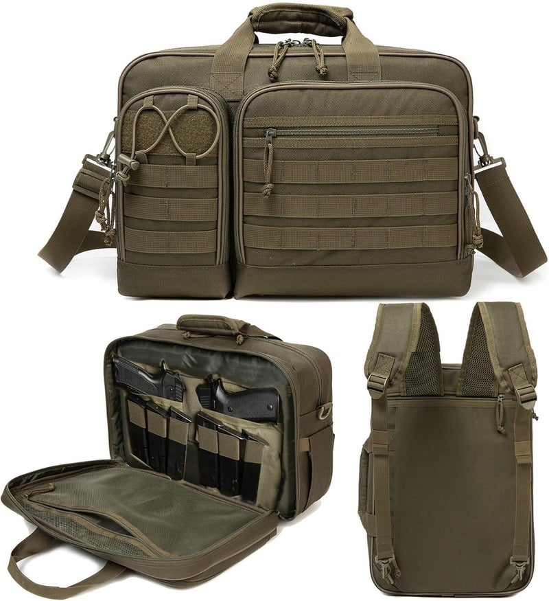 INSSTUID Tactical Gun Range Bag for Handguns and Ammo Pistol Case Shooting Range Backpack Carrying Duffle Bags Magazine Ammo Gear Accessories Molle Pouch for Hunting Shooting Sport Outdoor - Image 1